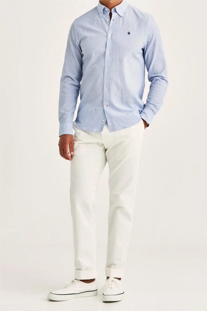 Seersucker Shirt Slim Fit Blue