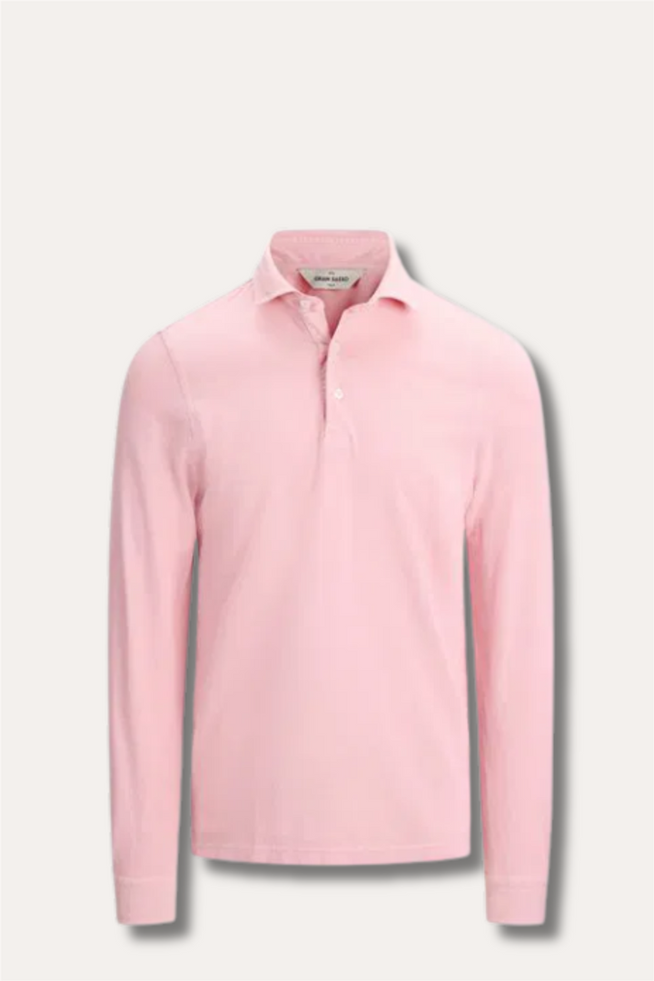 Long-Sleeved Vintage Pique Polo Dusty Pink