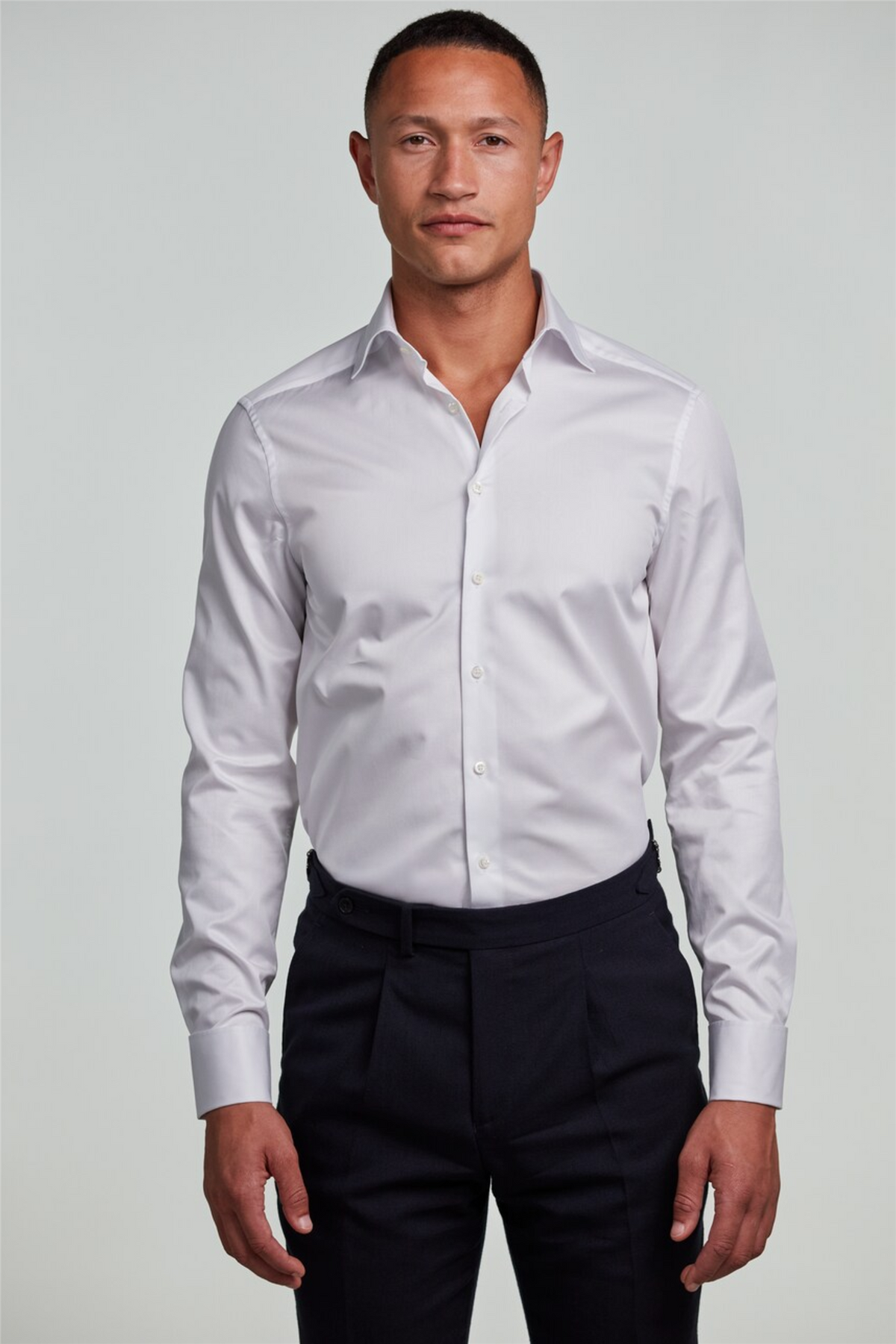 Slimline Twill Shirt French Cuffs White