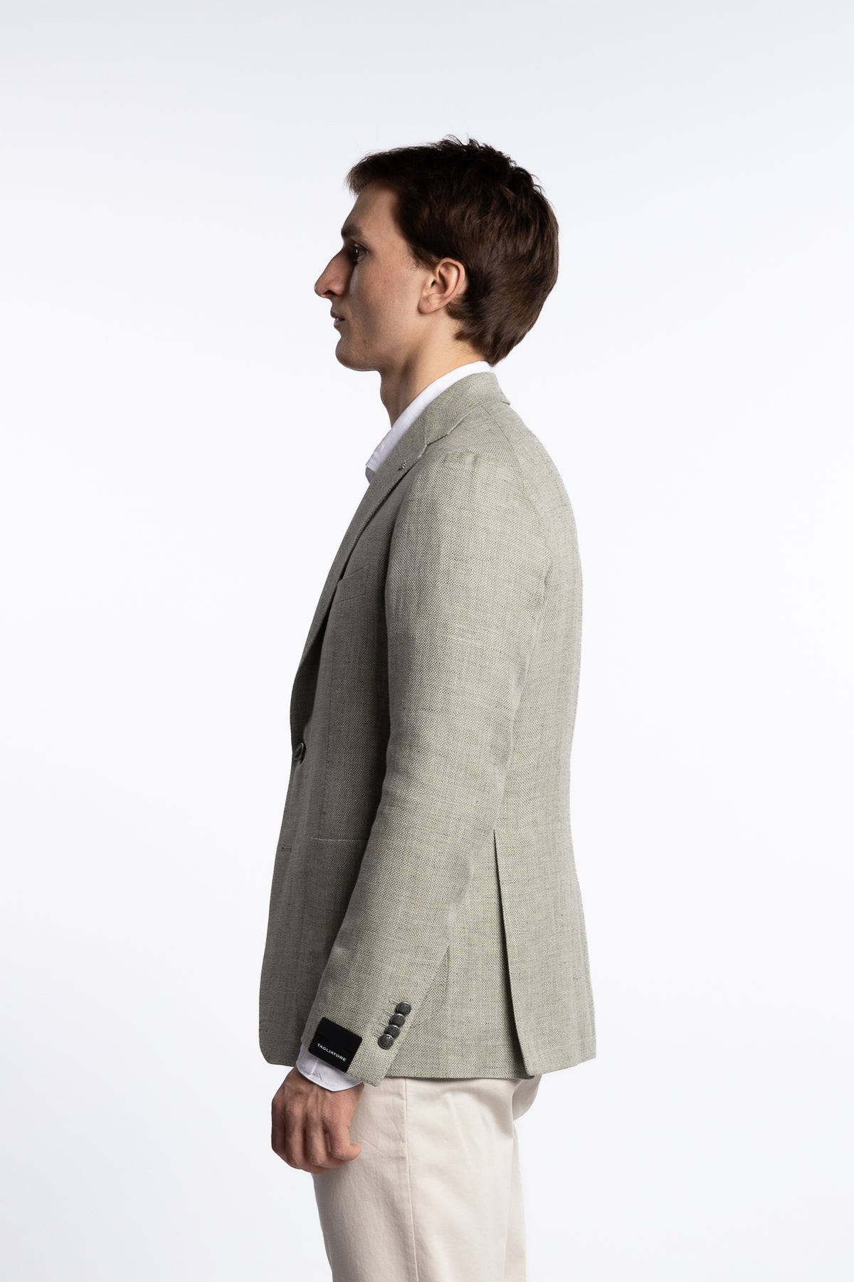 Linen/Wool Slim Fit Blazer Light Green