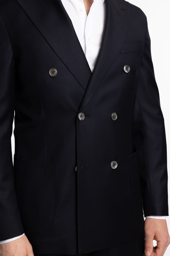 Vicenza Regular Fit Double Breasted Wool Blazer Ink Blue