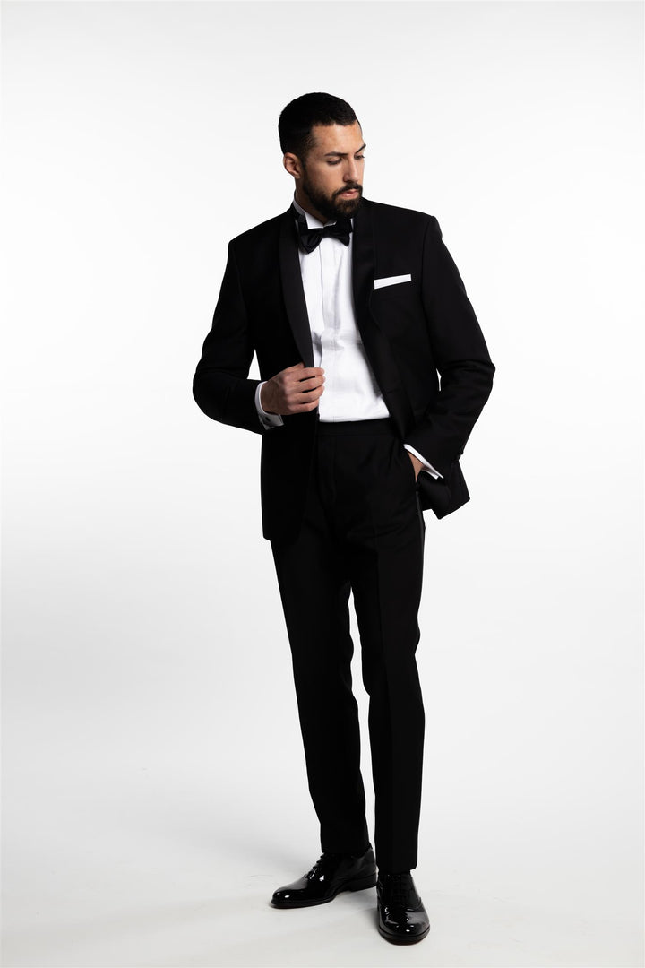 Filip Regular Fit Tuxedo Blazer Black