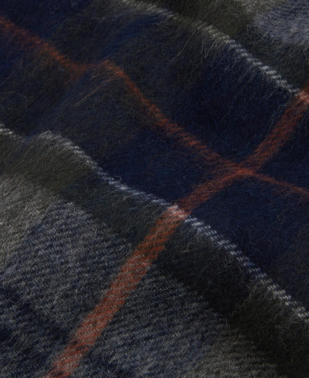 Brack Patchwork Tartan Wool Scarf Navy/Olive