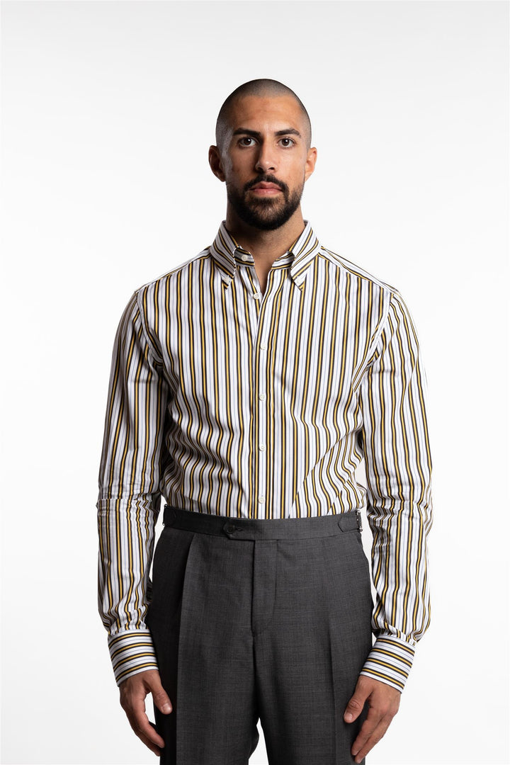 Slimline Poplin Shirt Yellow Stripe