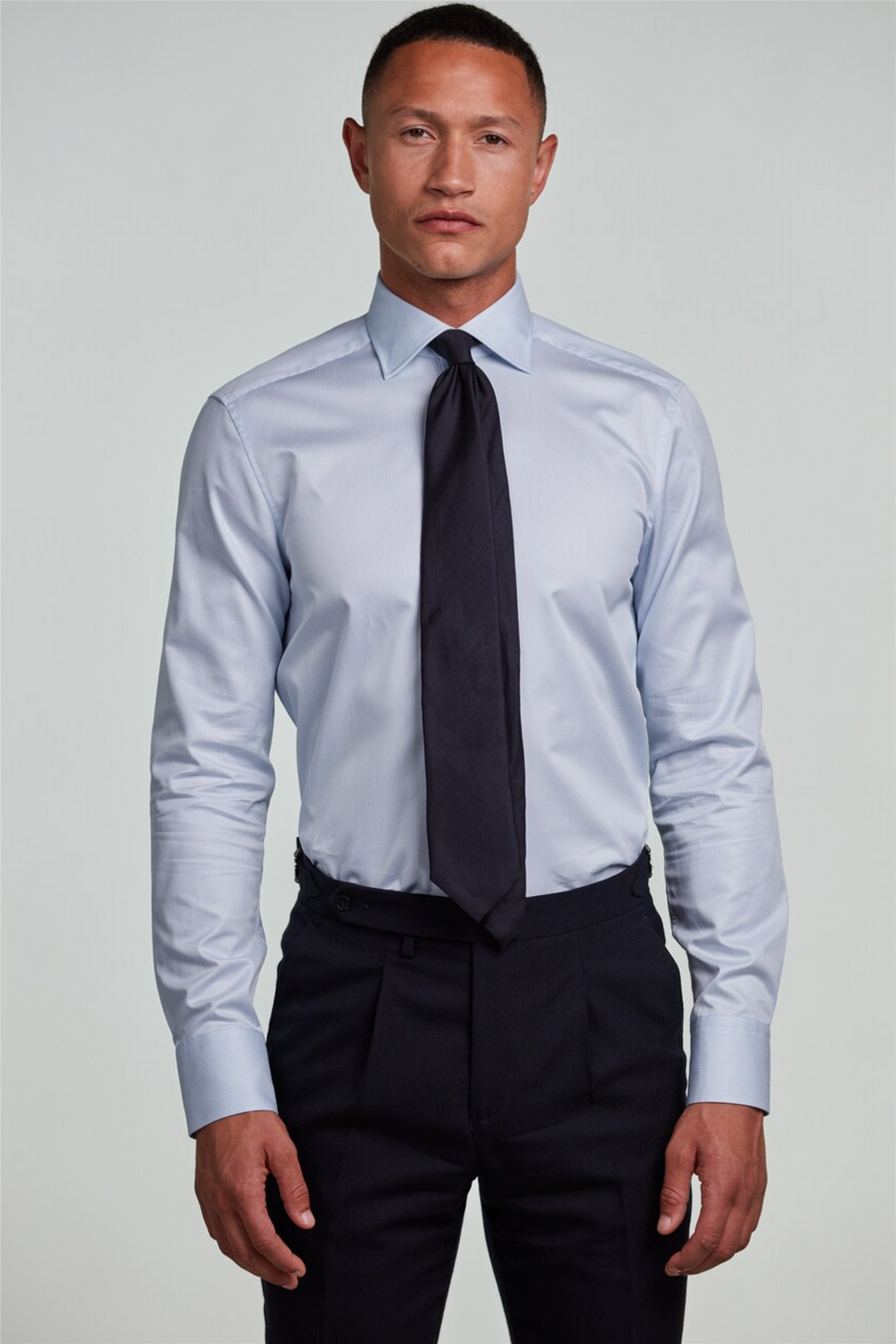 Slimline Pinstriped Twill Shirt Light Blue