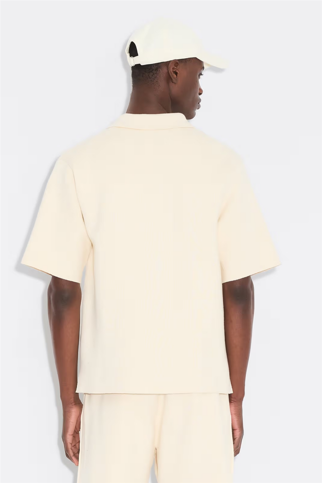 Summer Zip-Up Polo Knit Ecru