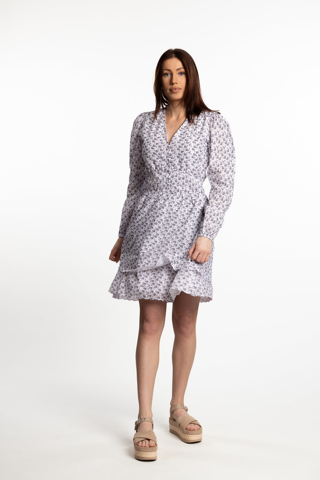 Lea Dress- White Lupin Print