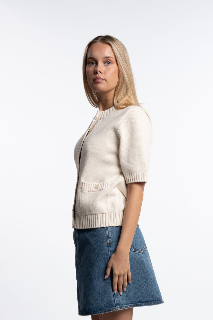Heavy Cotton Cardigan Tee- Cream