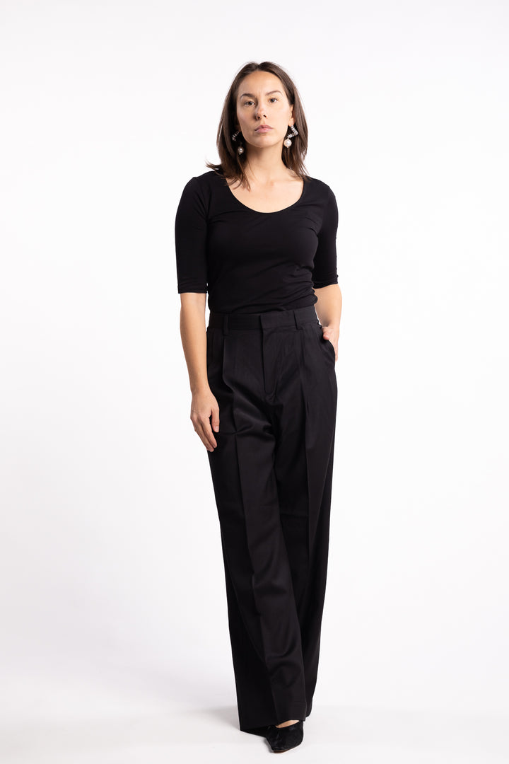 Darcey Wool Trousers- Black