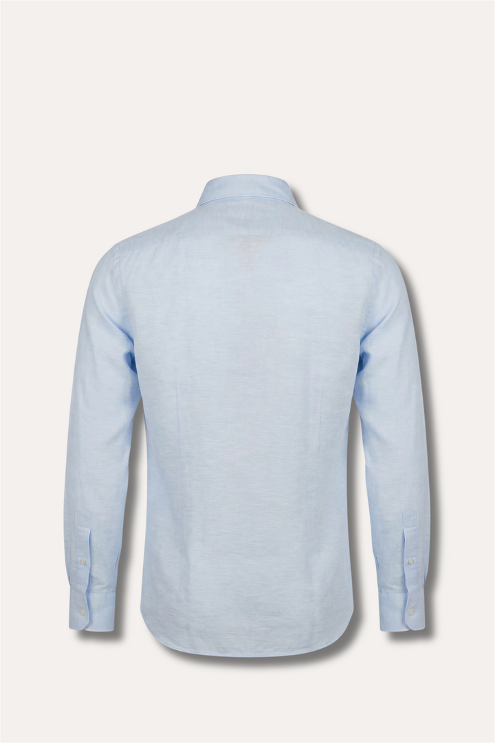 Culto Cotton/Linen Camp Collar Shirt Light Blue