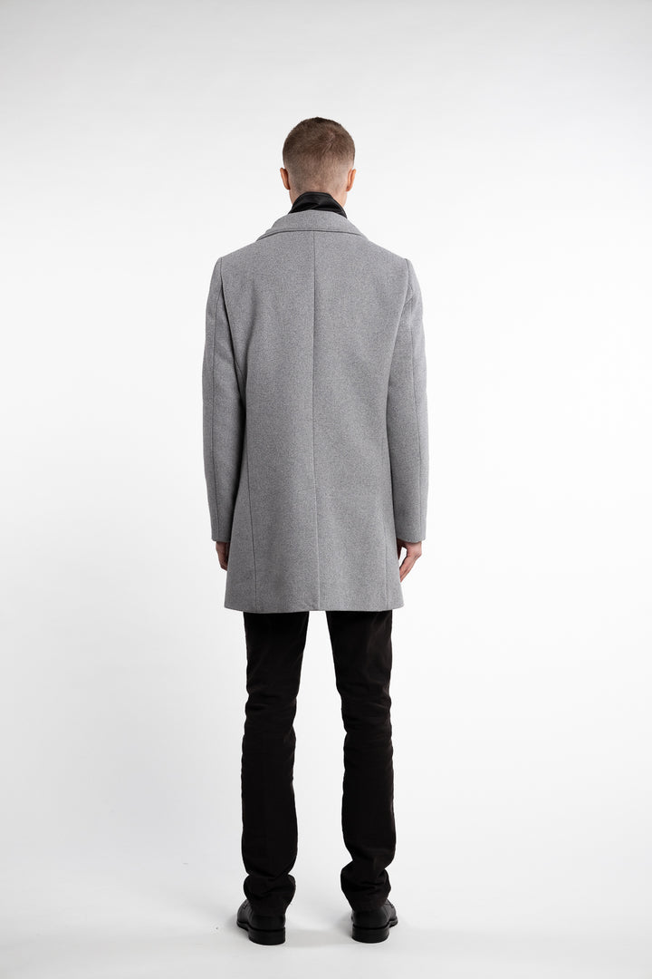 Harvey Classic Wool Coat Light Grey Melange