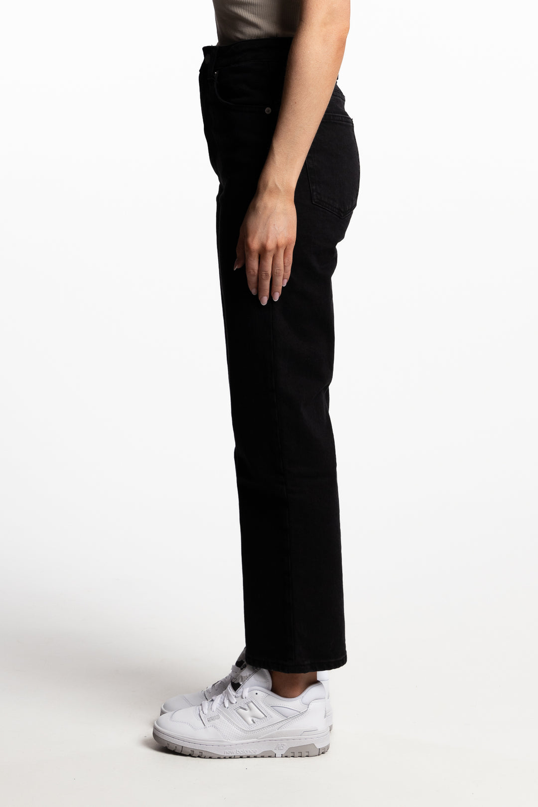 Holly- Washed Black- high waist straight fit cropped length