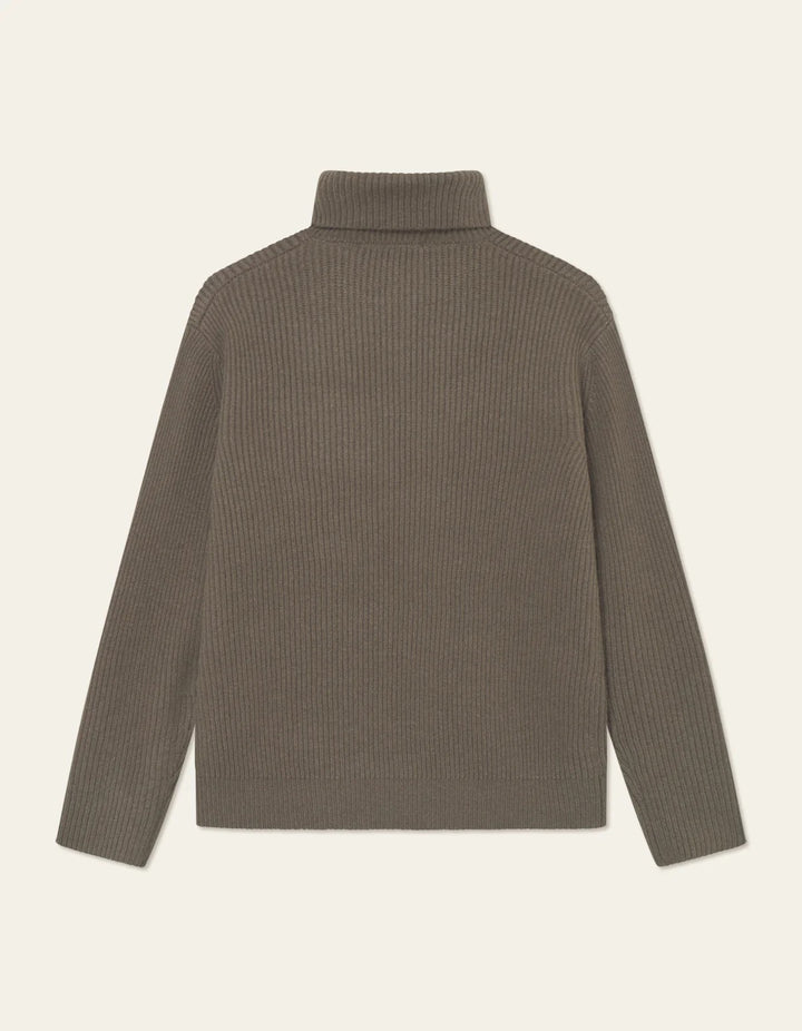Eddie Wool Rib Rollneck Knit Teak Brown