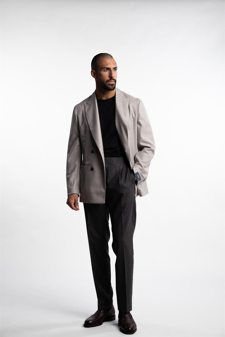 Double Breasted Wool/Cashmere Easywear Blazer Beige