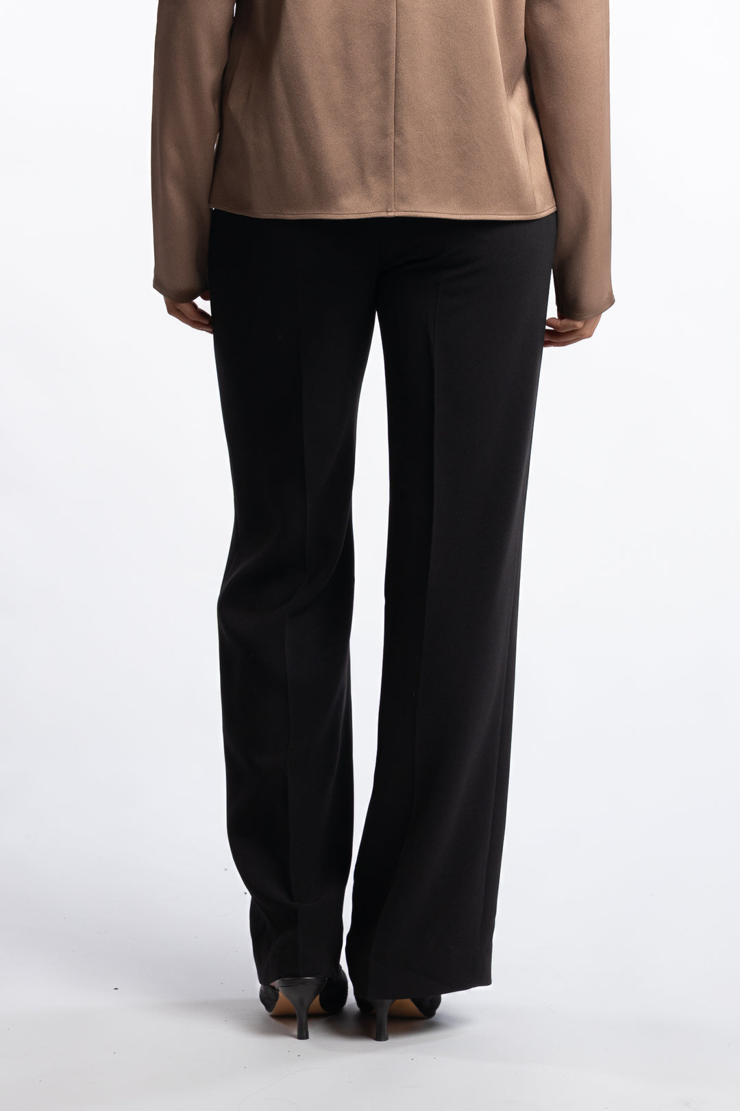 Turtleneck Satin Blouse- Oak Brown