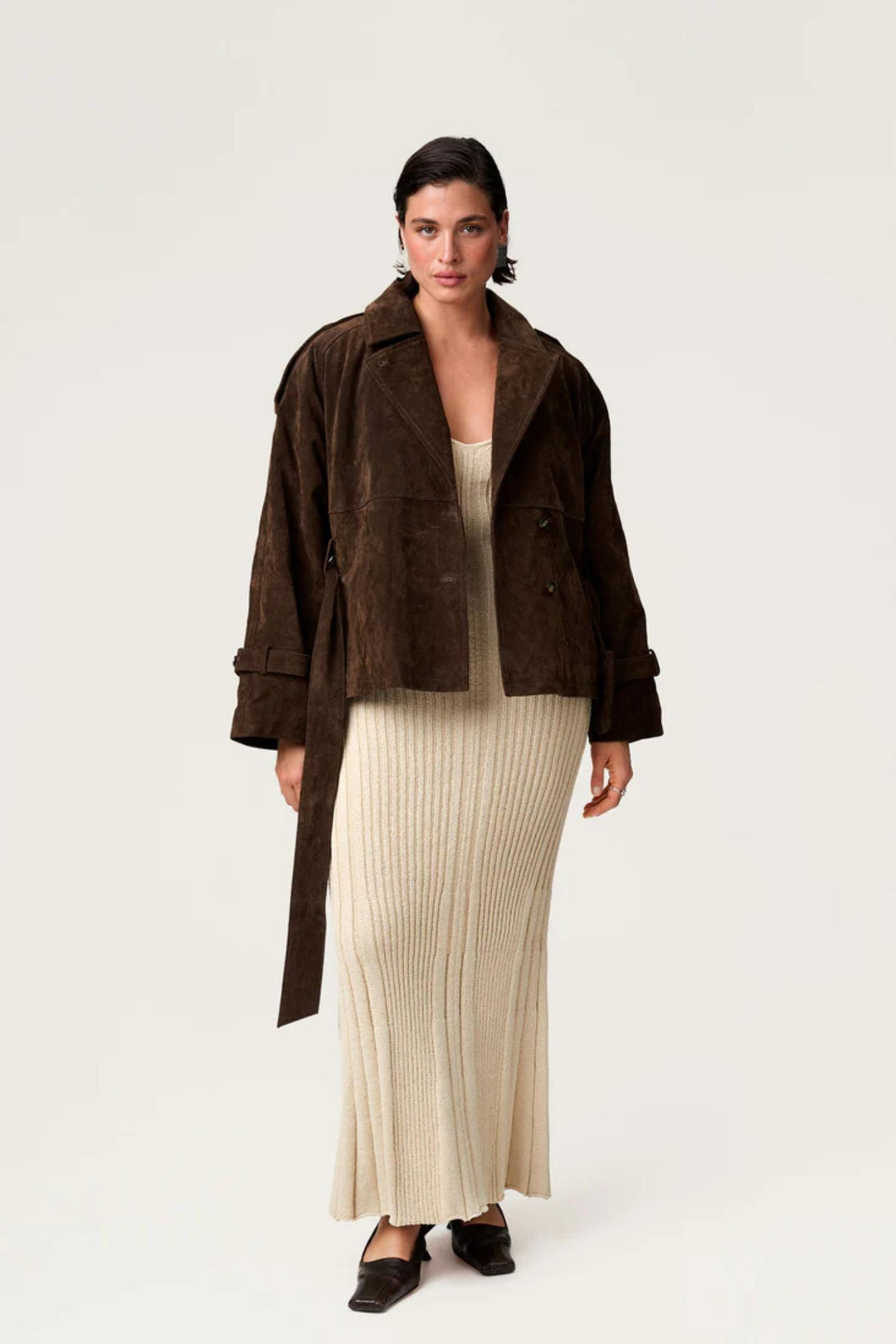 York Cropped Trench- Dark brown