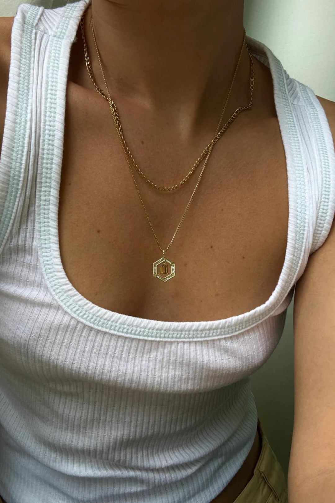 Floating Letter Necklace - Gold