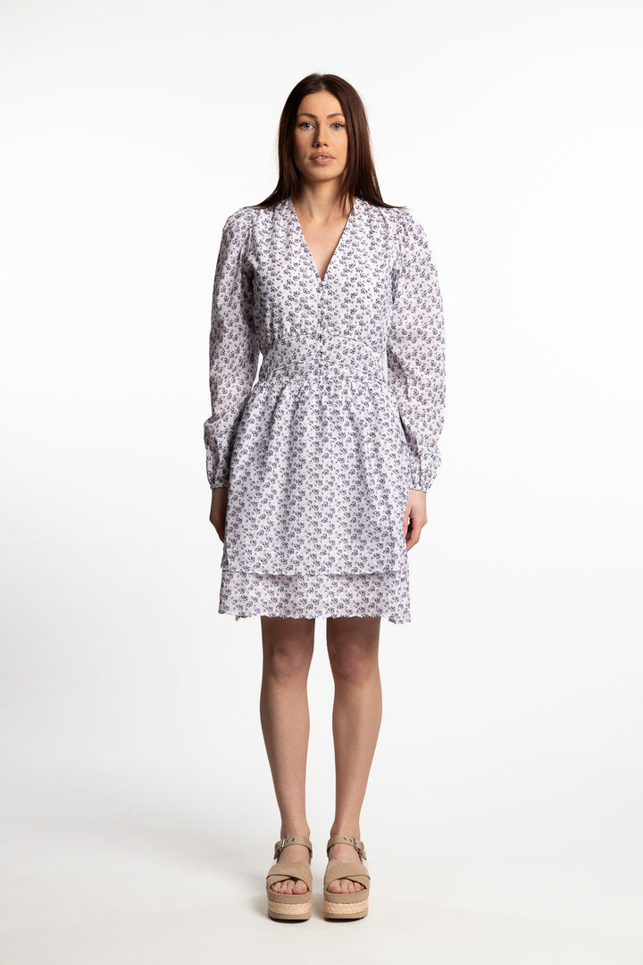 Lea Dress- White Lupin Print