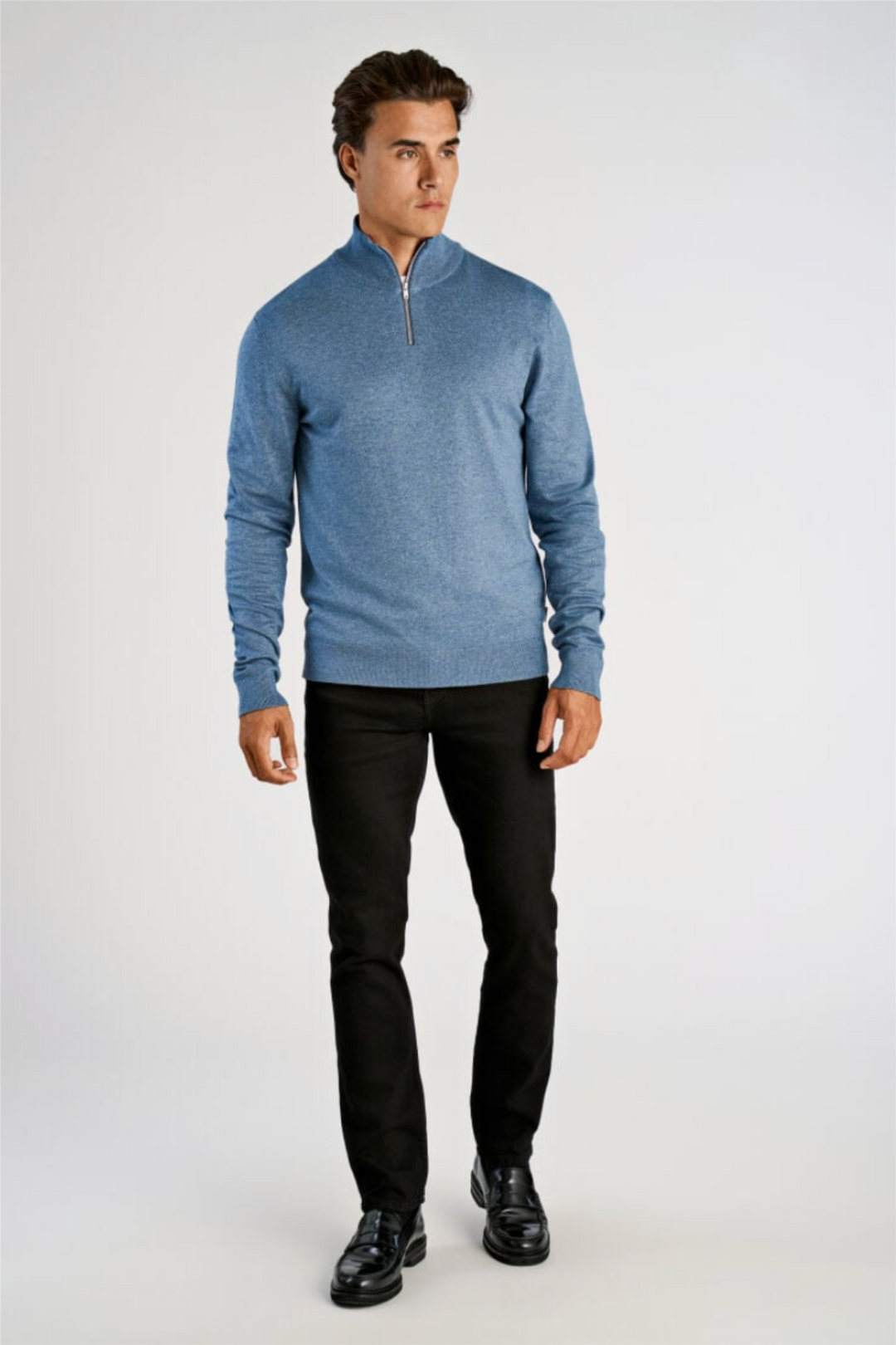 Ecovero Half-Zip Knit Blue Blend
