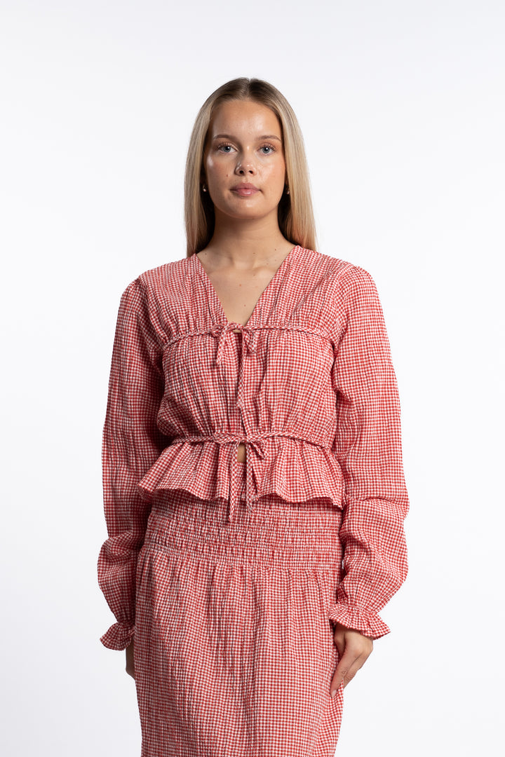 Indiana string blouse- Poppy Red Checked