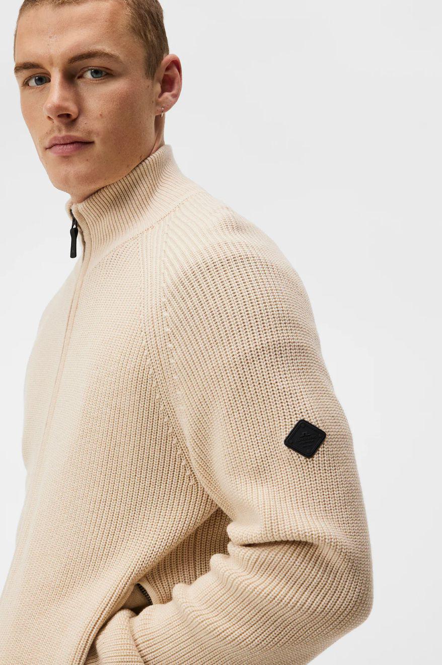 Kyler Wool Blend Zip Oyster Grey-J.Lindeberg-Bogartstore