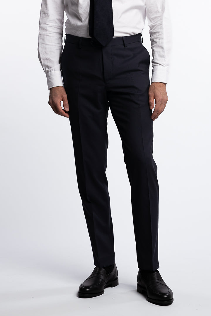Denz Slim Fit Wool Trousers Dark Navy