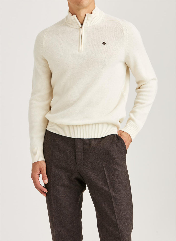 New Hertford Merino Half Zip Off-White