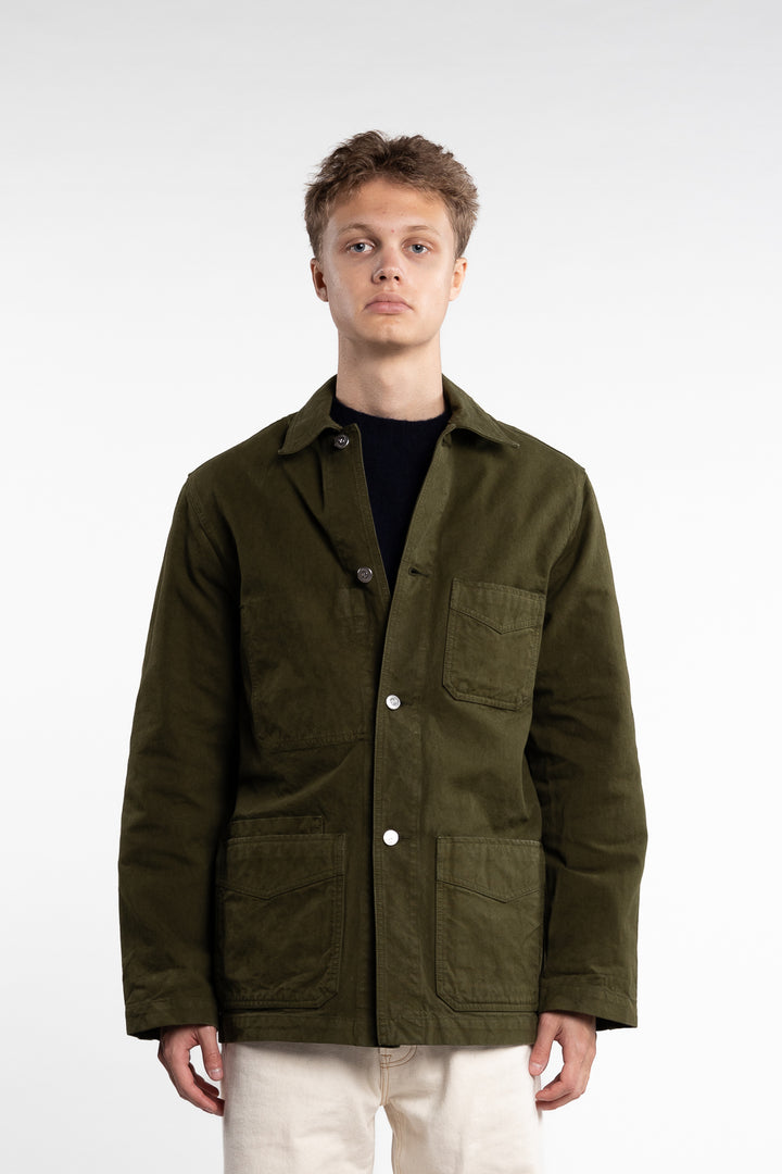 Cotton Duck Canvas Five-Pocket Chore Jacket Olive