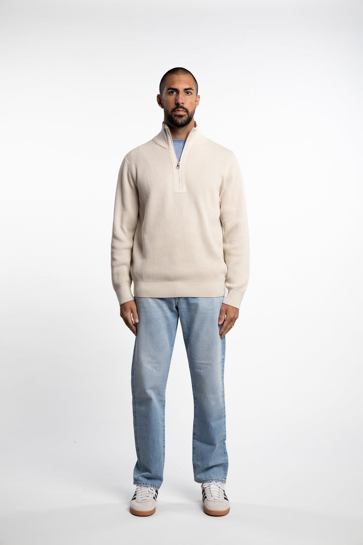 Alex Half Zip Knitted Sweater Moonbeam