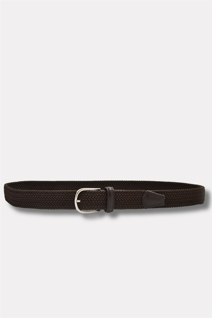 Classic Elastic Woven Belt Brown 3,5 cm