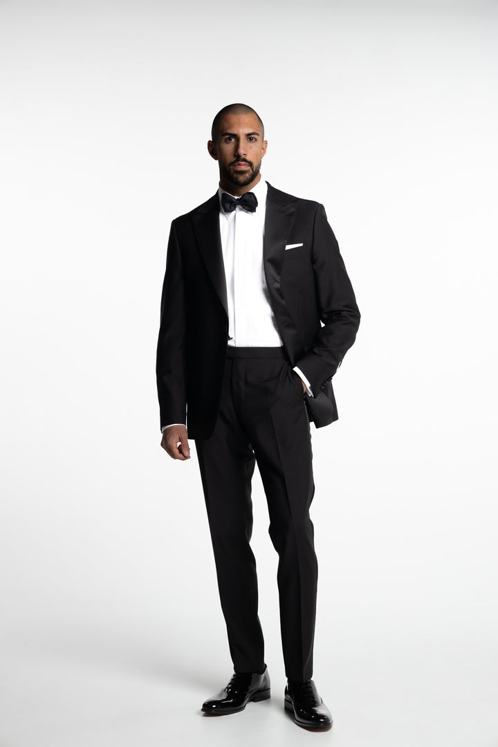 Denz Slim Fit Tuxedo Trousers Black