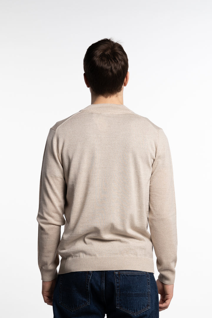 Merino Wool Half Zip Lt. Brown