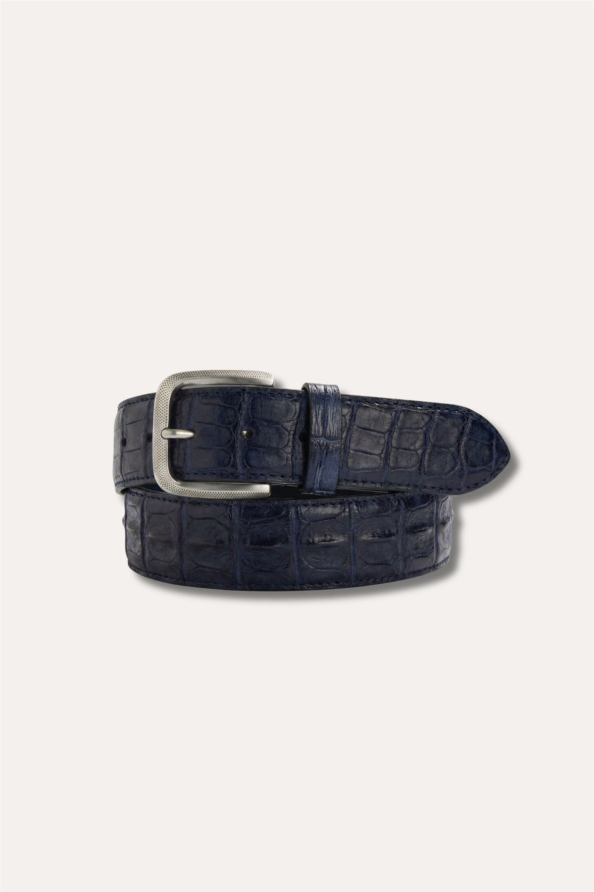 Crocodile Leather Belt Navy