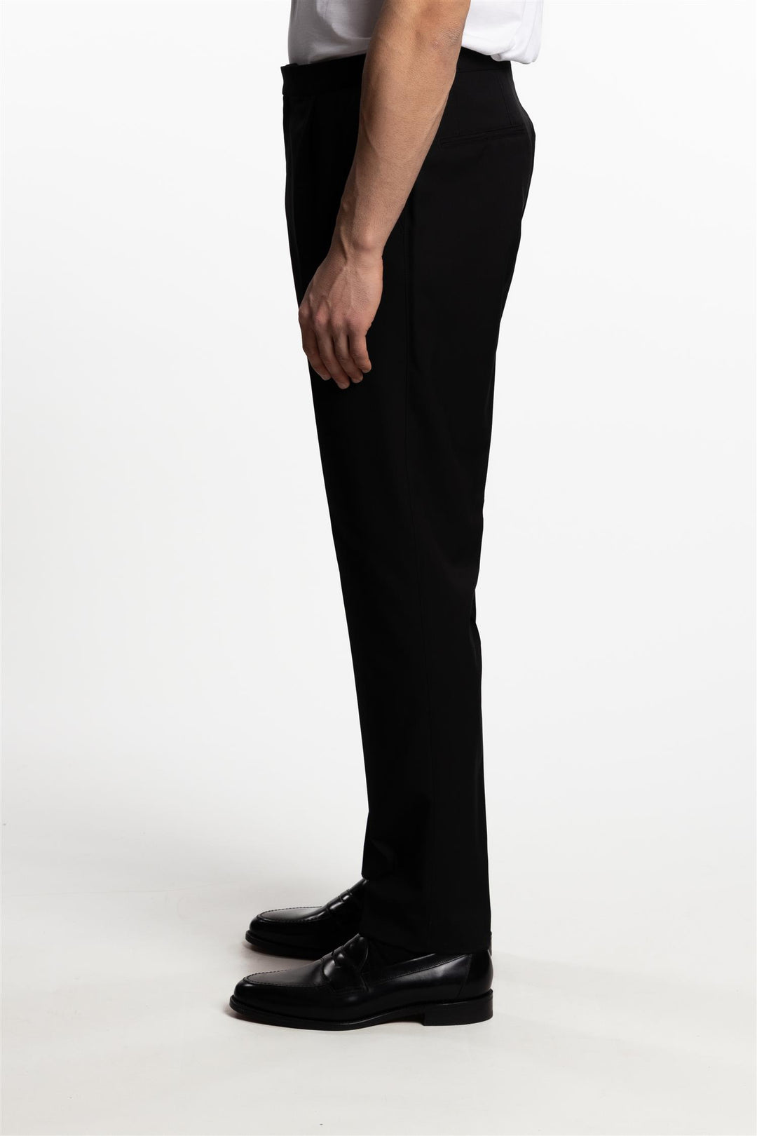 Delon High Waist Regular Fit Wool Trousers Black