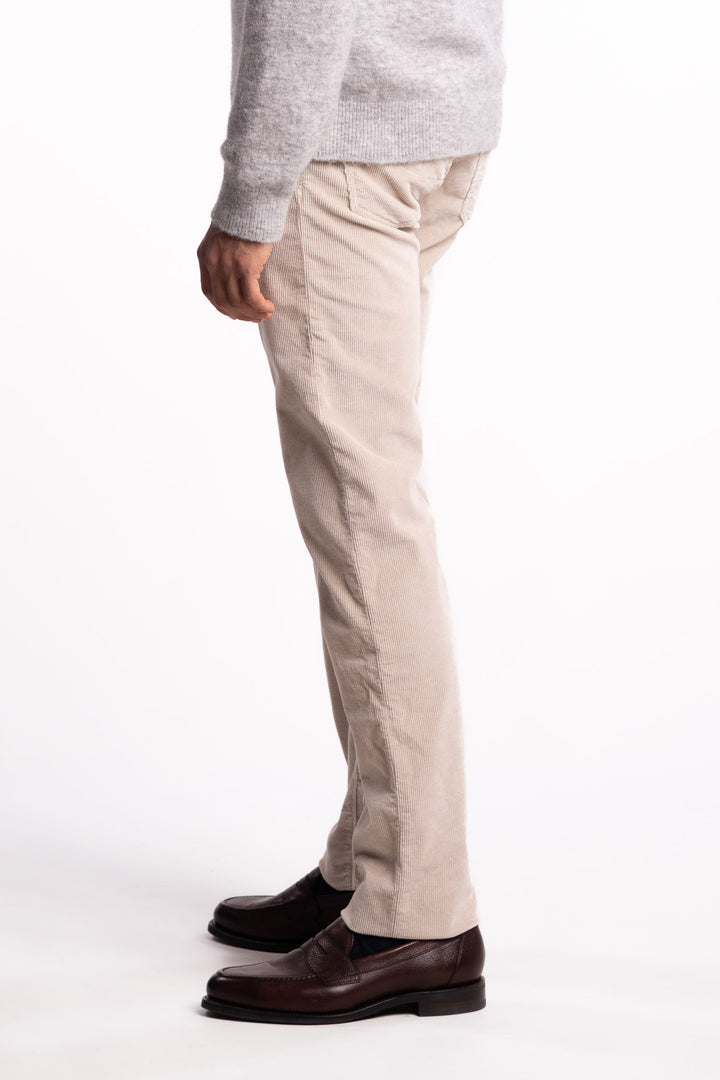 Nick Slim Fit Corduroy Trousers Light Grey