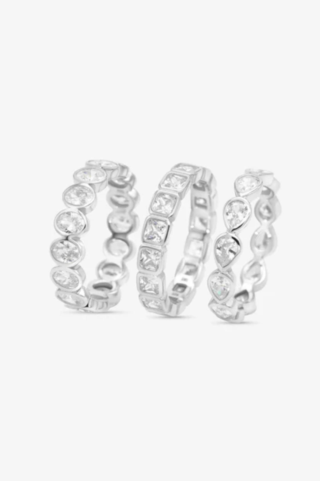 Diamond Band Ring Drop Silver