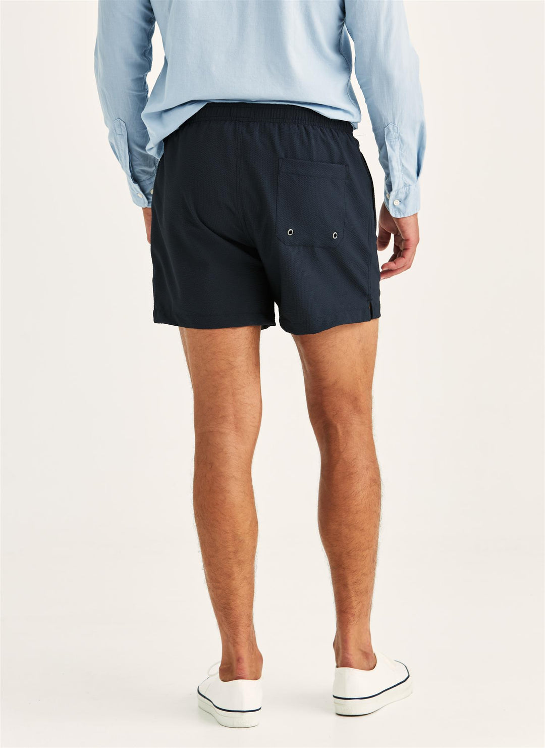 Seersucker Bathing Trunks Old Blue