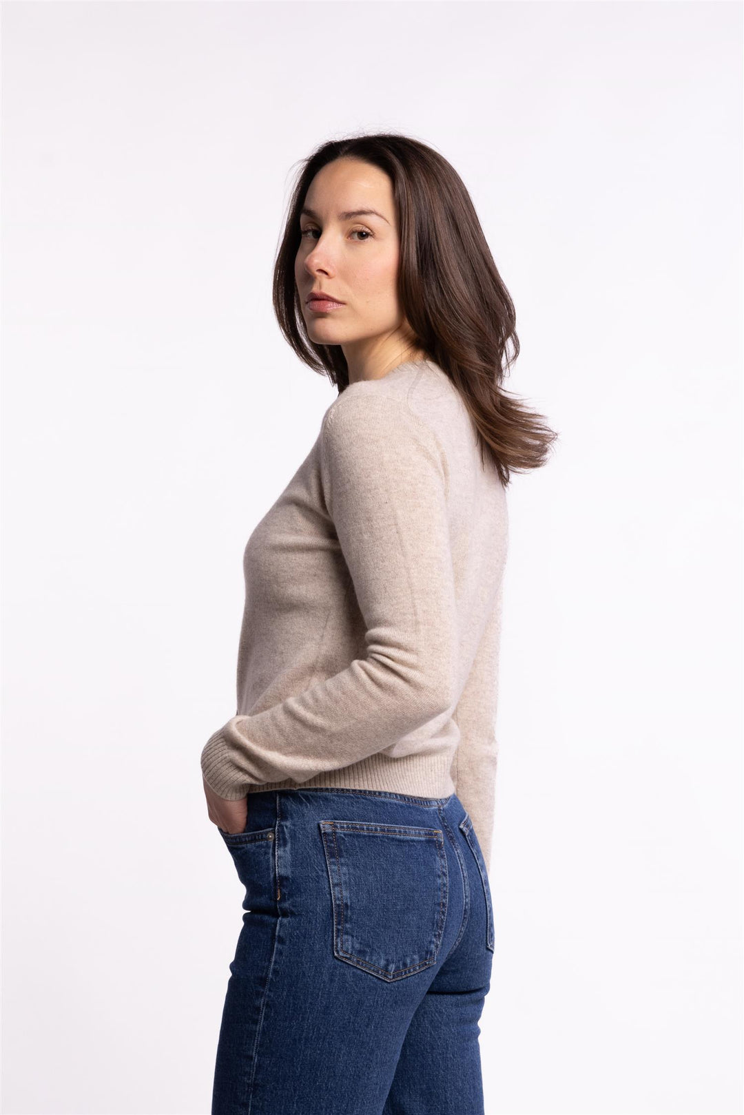 Slim Cashmere Cardigan- Sand