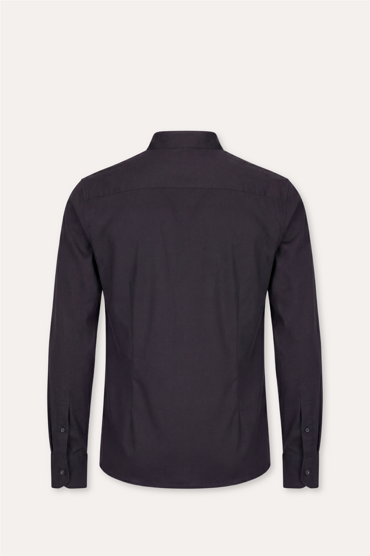 No Collar Cotton Shirt Black