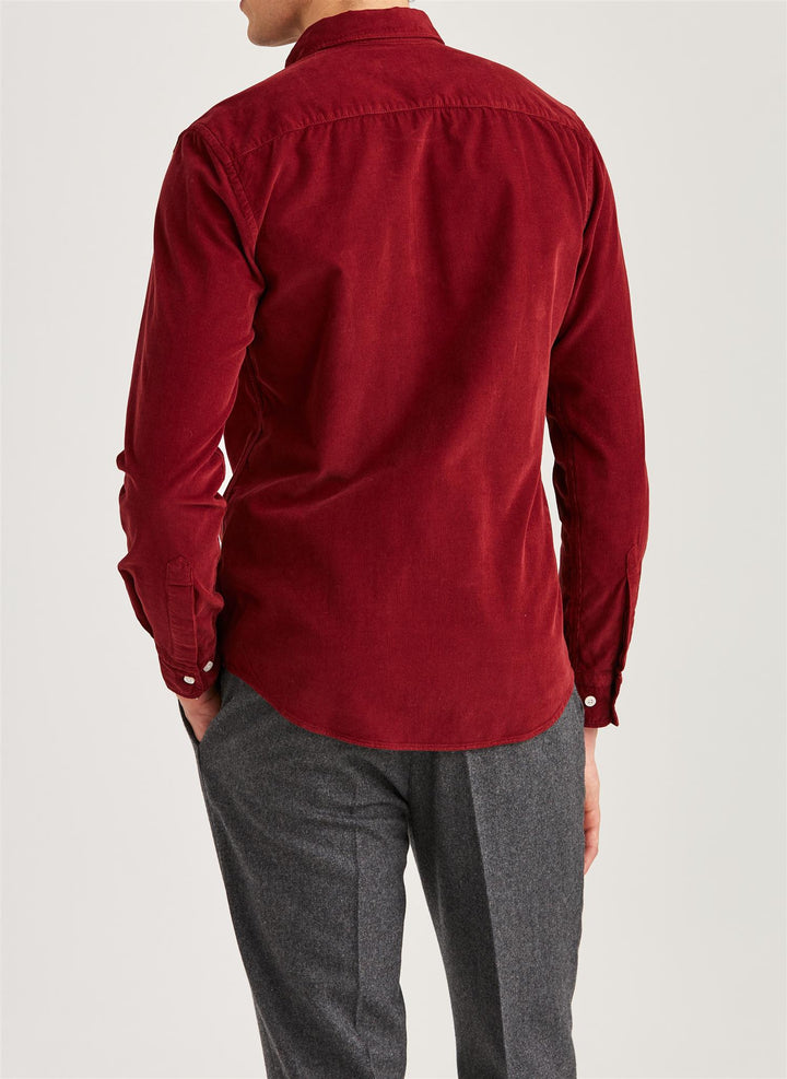 Douglas Slim Fit Cord Shirt Red