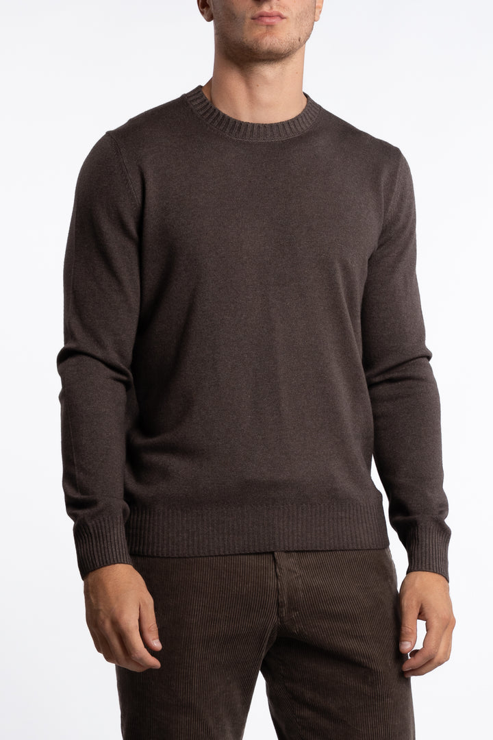 Crew Neck Vintage Wool/Cashmere Brown