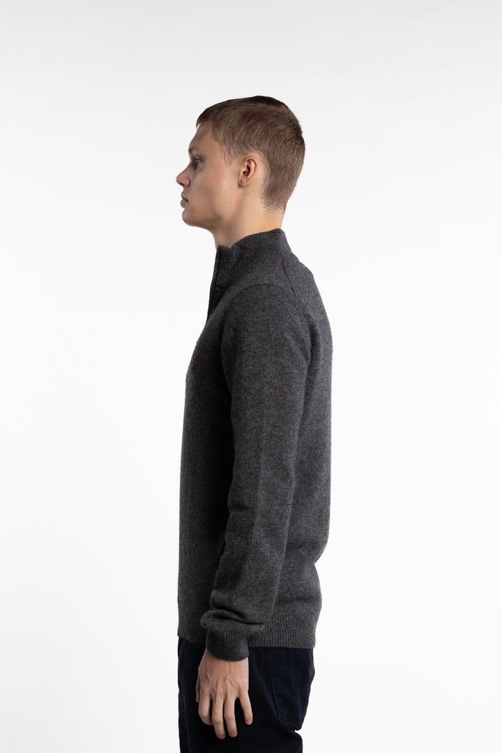 Karl Half-Zip Lambswool Knit Grey