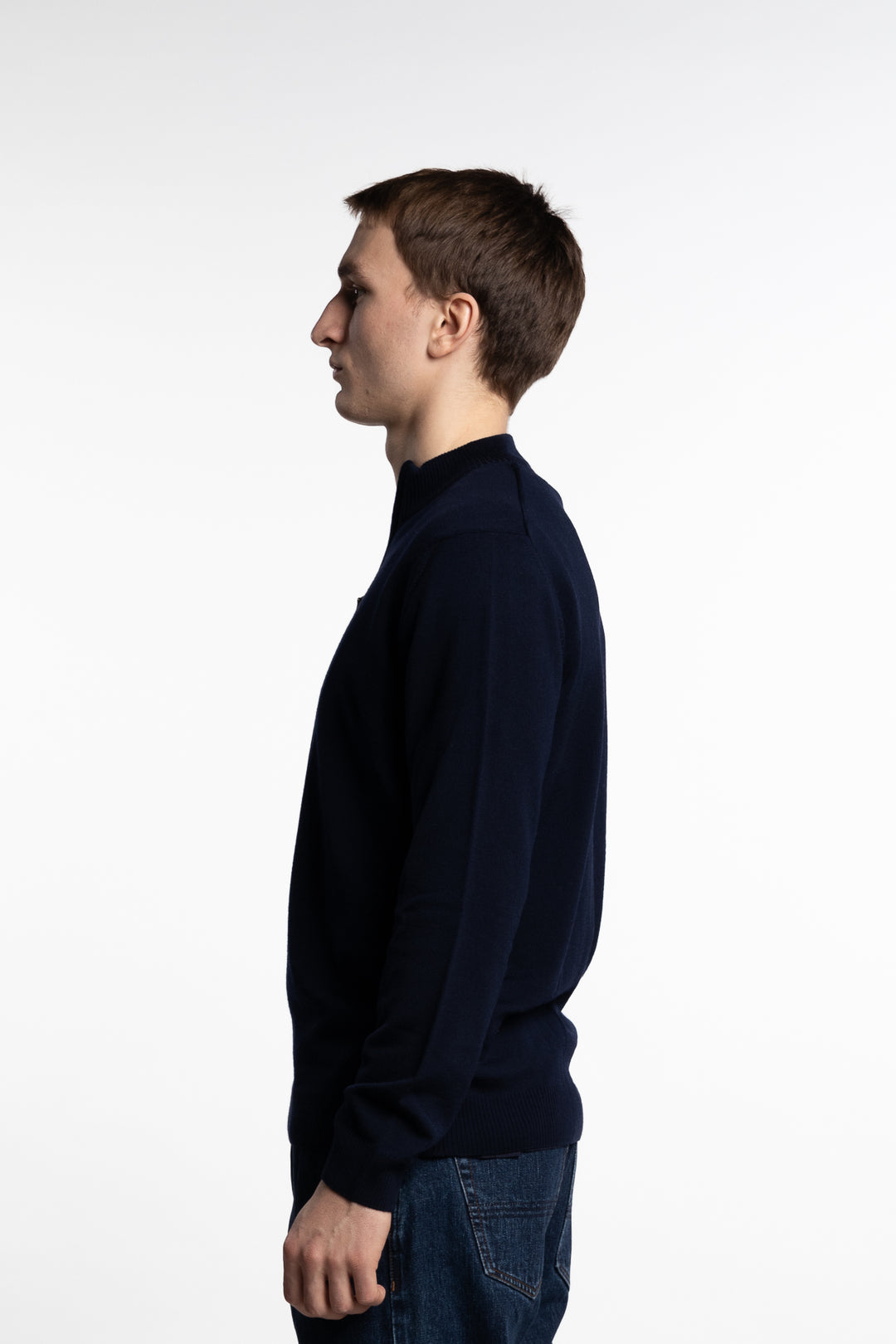 Merino Wool Half Zip Navy