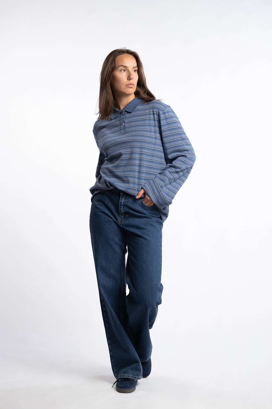 W Wide Jeans - Mid Blue