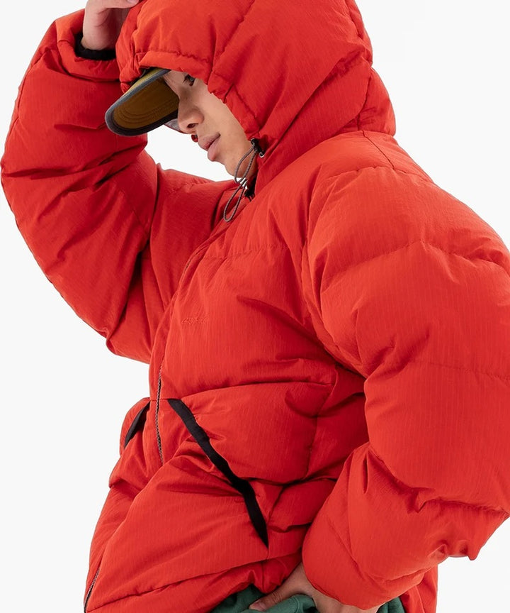 Down Puffer Hooded Jacket Burnt Red