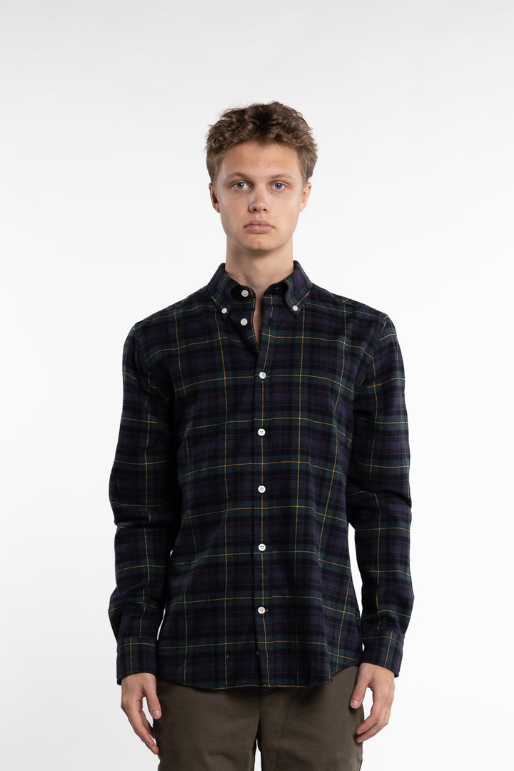 Flannel Tartan Slim Fit Shirt Navy