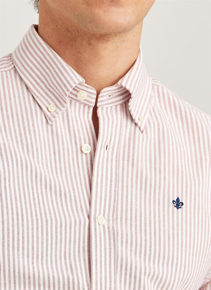 Douglas Oxford Slim Fit Shirt Red Striped