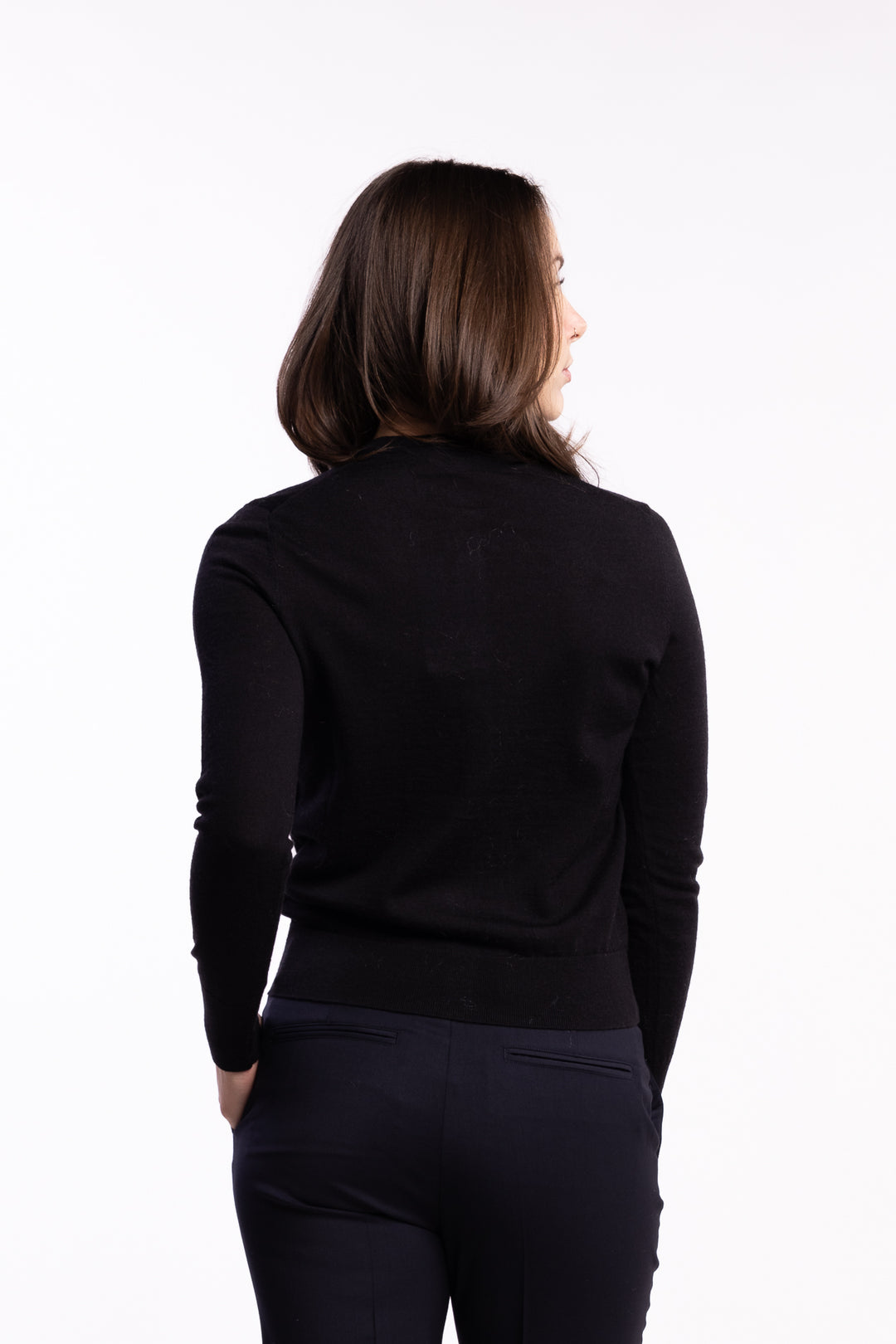 Merino R-Neck Sweater- Black