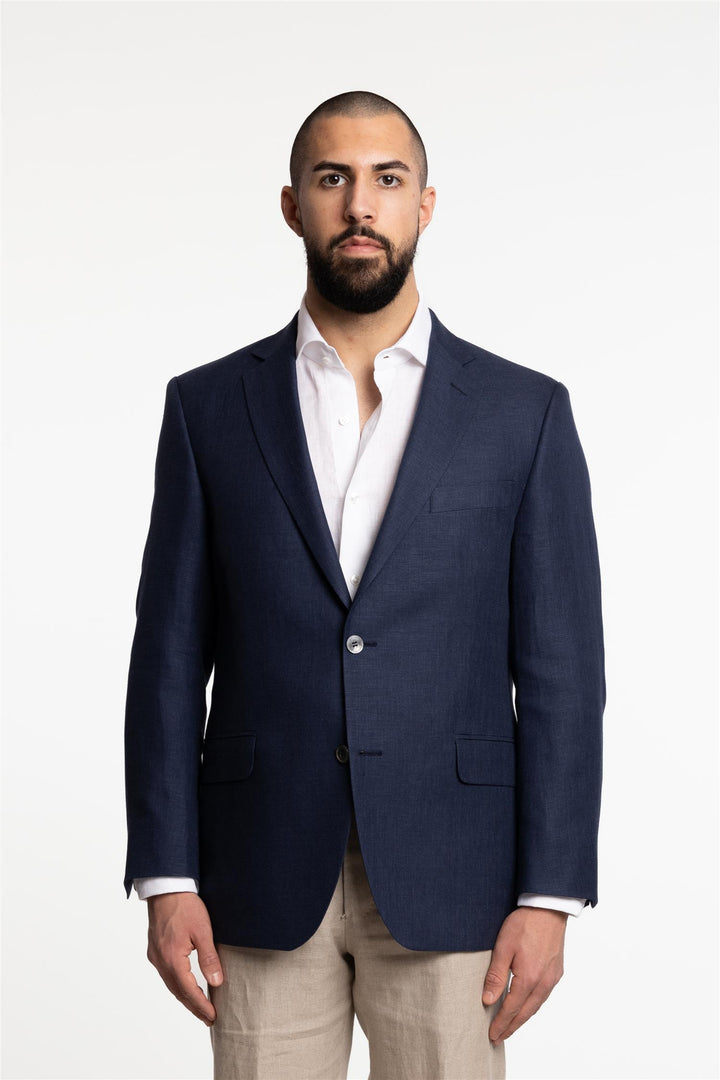 Joel Wide Fit Linen/Wool Blazer Baltic Blue