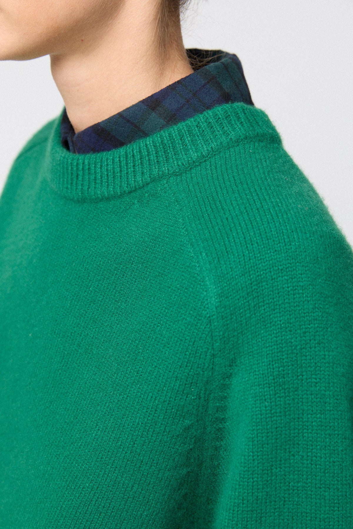 Flannel Workwear Shirt Green Navy Check - modellbilde